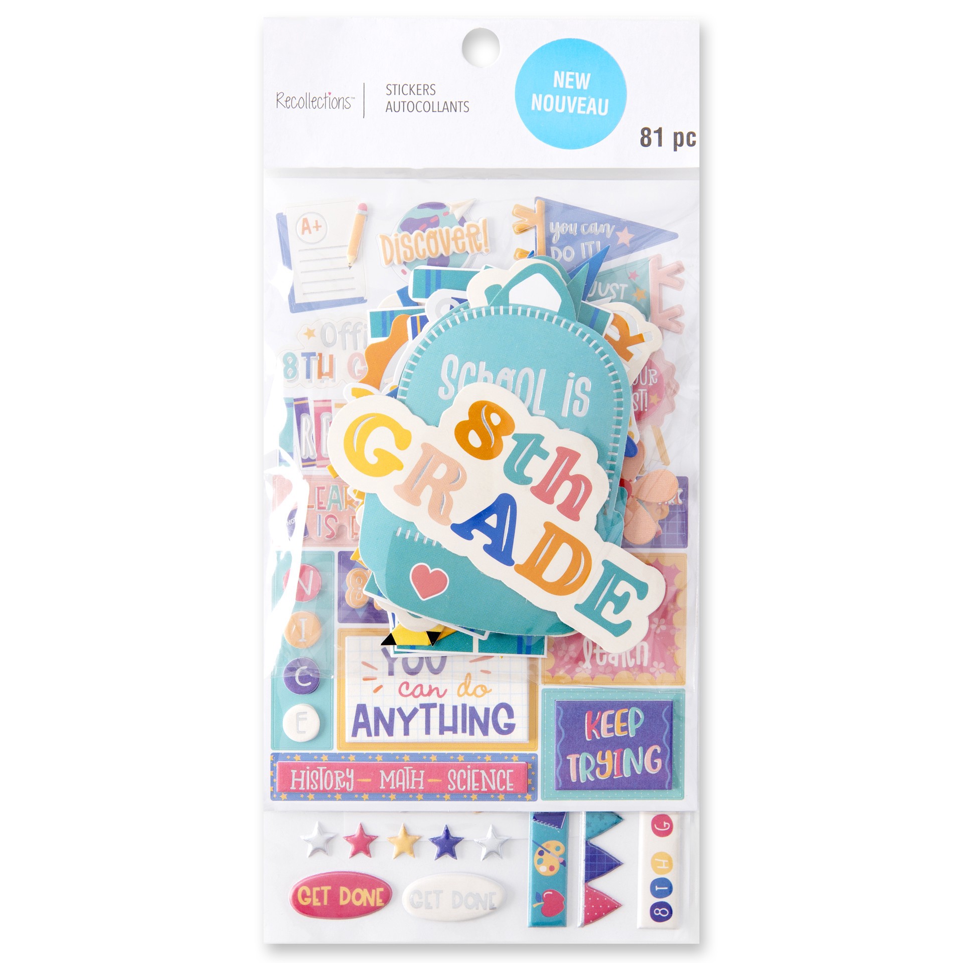 slide 4 of 4, 8th Grade Stickers By Recollections, 1 ct