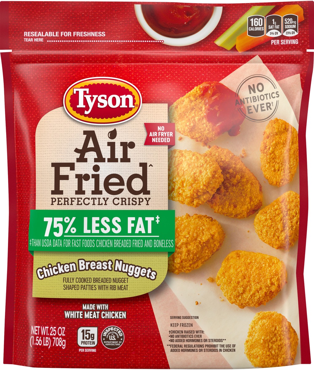 slide 5 of 5, Tyson Air Fried Perfectly Crispy Chicken Nuggets, 25 oz. (Frozen), 708.74 g