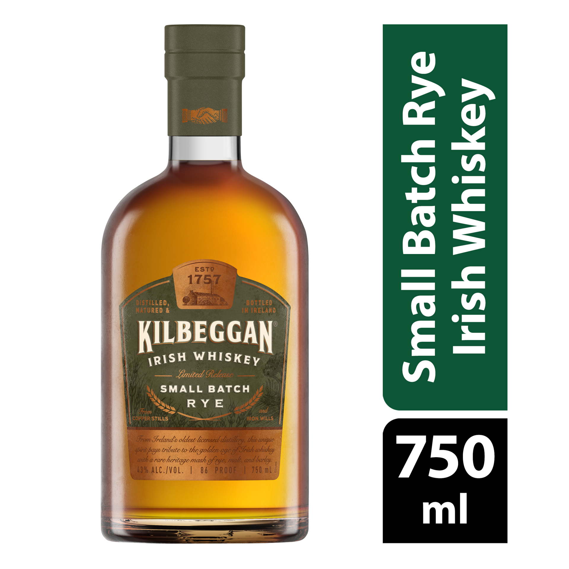 slide 1 of 2, Kilbeggan Kibeggan Rye Irish Whiskey, 750 ml