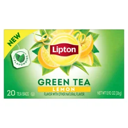 Lipton Lemon Green Tea Bags, Flavored, Unsweetened Teabags for Hot Tea or Iced Tea with Caffeine and Flavonoids, 20ct Box
