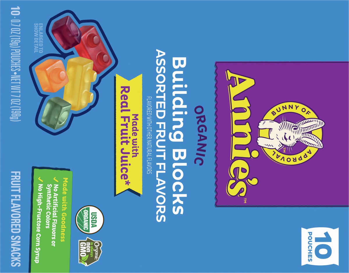 slide 12 of 14, Annie's Organic Building Blocks Fruit Flavored Snacks, Assorted Fruit Flavors, Gluten Free, 10 Pouches, 7 oz, 10 ct