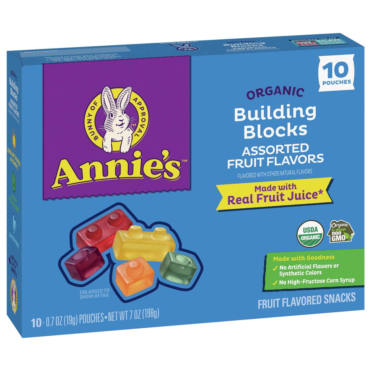 slide 4 of 14, Annie's Organic Building Blocks Fruit Flavored Snacks, Assorted Fruit Flavors, Gluten Free, 10 Pouches, 7 oz, 10 ct