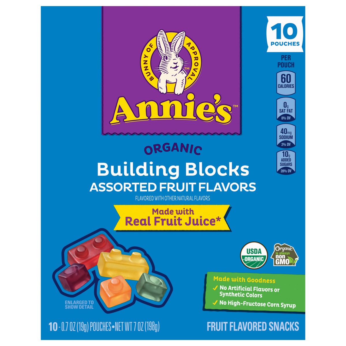 slide 1 of 14, Annie's Organic Building Blocks Fruit Flavored Snacks, Assorted Fruit Flavors, Gluten Free, 10 Pouches, 7 oz, 10 ct