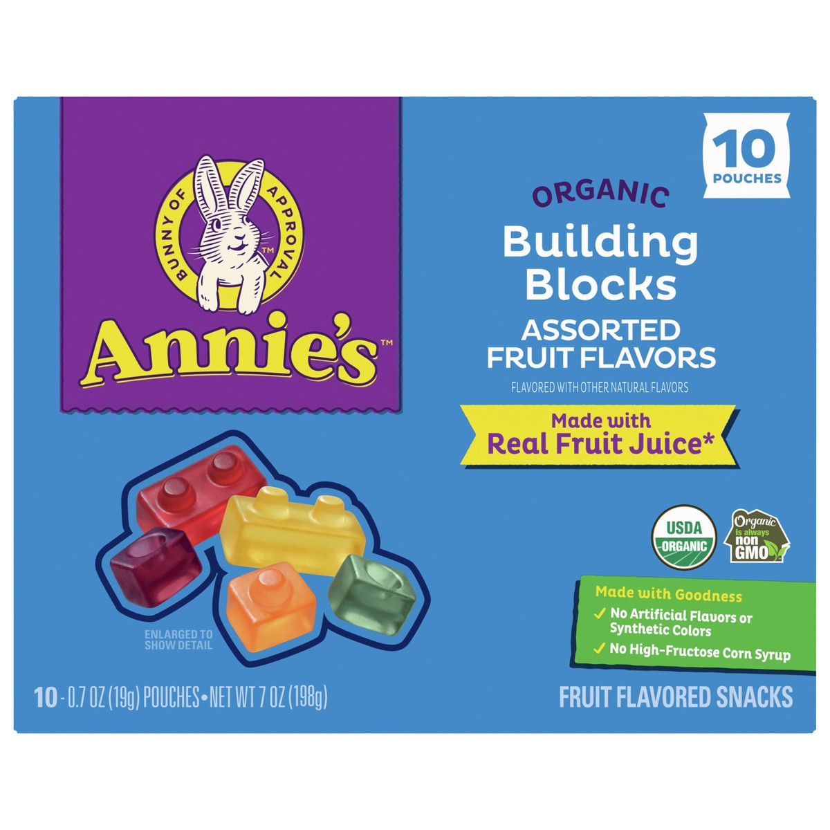 slide 2 of 14, Annie's Organic Building Blocks Fruit Flavored Snacks, Assorted Fruit Flavors, Gluten Free, 10 Pouches, 7 oz, 10 ct