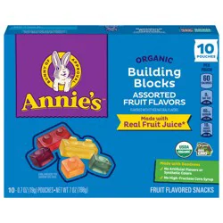 Annie's Organic Building Blocks Fruit Flavored Snacks, Assorted Fruit Flavors, Gluten Free, 10 Pouches, 7 oz