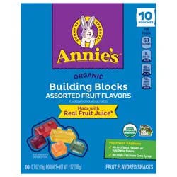 Annie's Organic Building Blocks Fruit Flavored Snacks, Assorted Fruit Flavors, Gluten Free, 10 Pouches, 7 oz