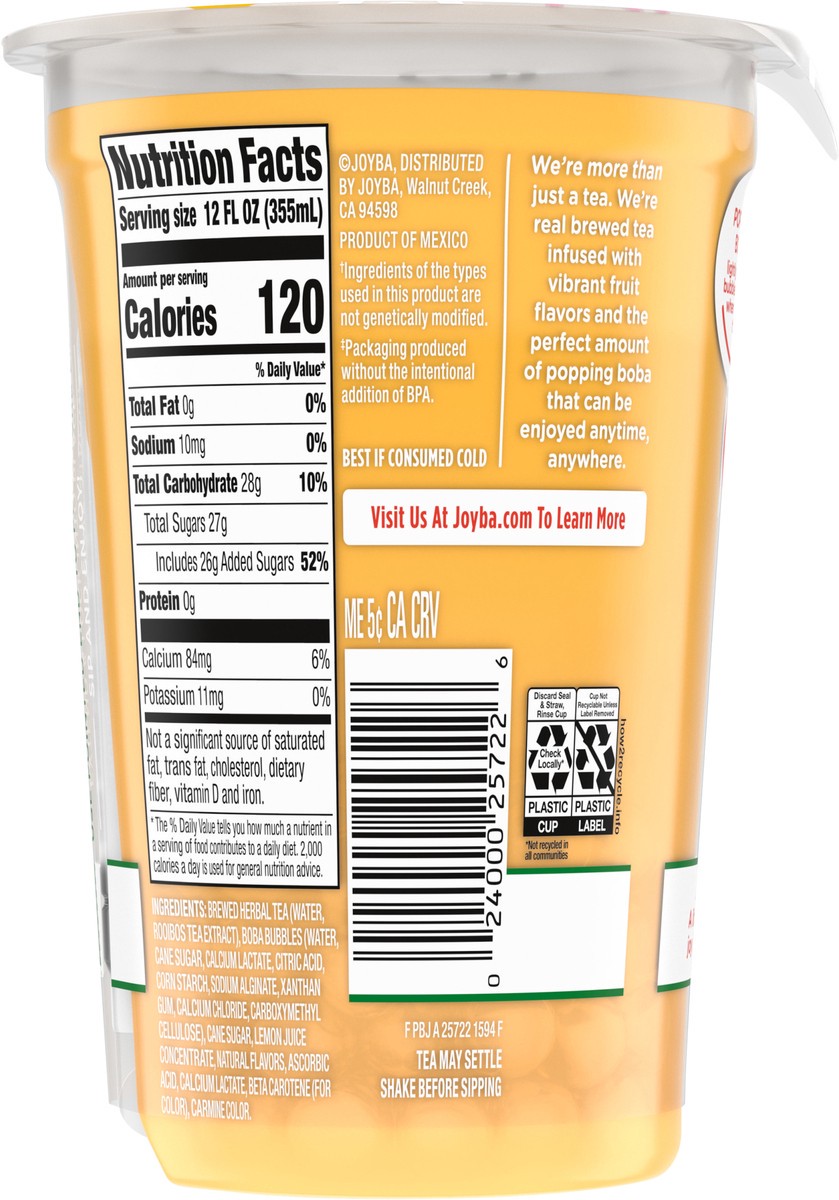 slide 10 of 11, JOYBA Sweet Peach Honeysuckle Bubble Tea 12 fl oz., Cup, 12 fl oz