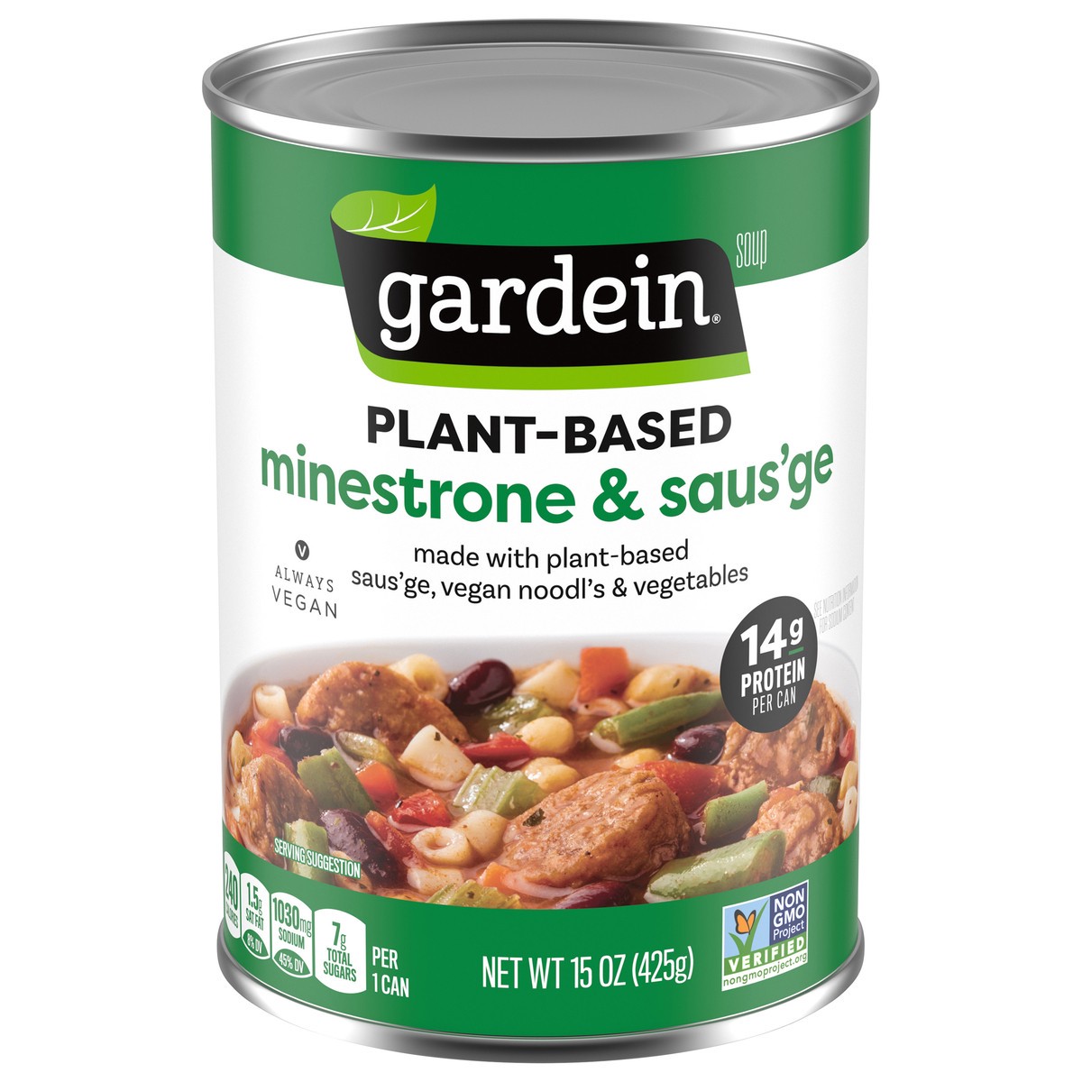slide 1 of 9, Gardein Plant-Based Minestrone & Saus'ge Soup 15 oz, 15 oz
