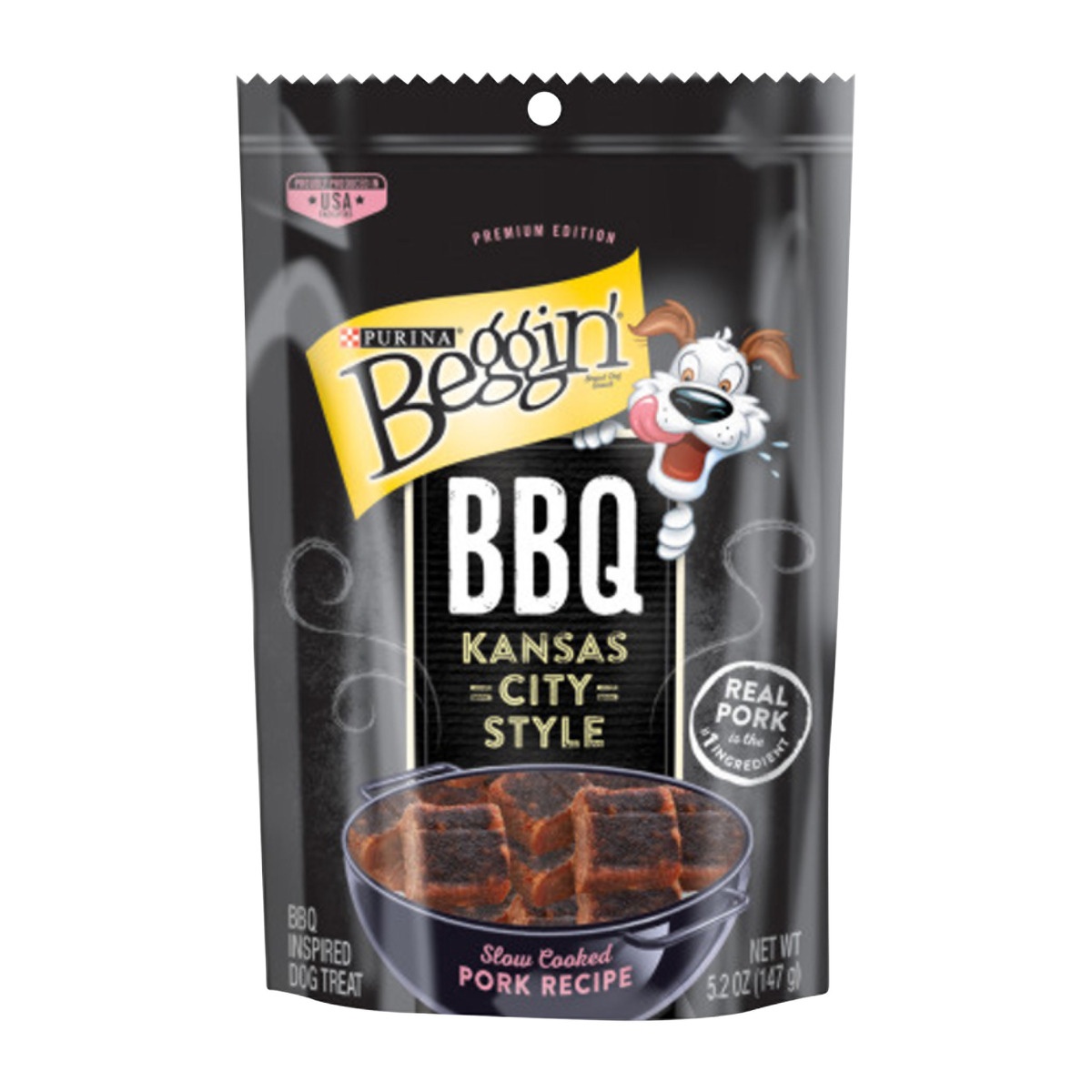 slide 1 of 1, Beggin' BBQ Kansas City Style Dog Treats, 5.2 oz