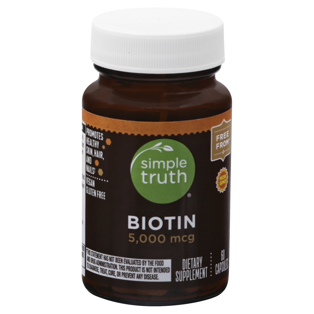 slide 8 of 13, Simple Truth Biotin 5,000mcg Dietary Supplement Vegetarian Capsules 60 ct Bottle, 60 ct