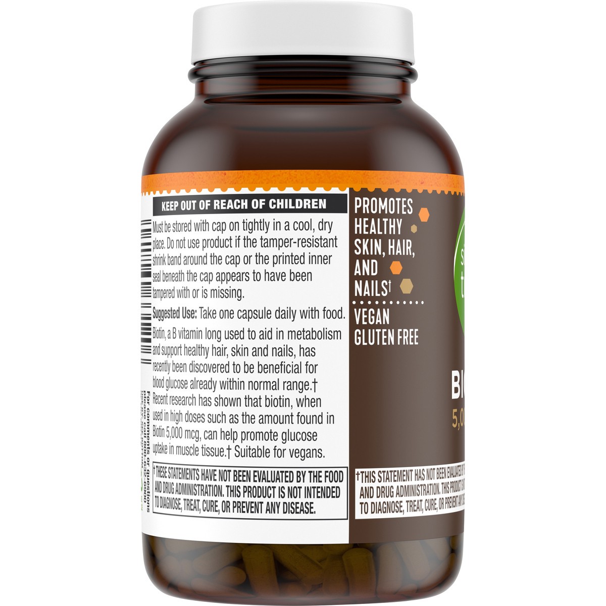 slide 11 of 13, Simple Truth Biotin 5,000mcg Dietary Supplement Vegetarian Capsules 60 ct Bottle, 60 ct