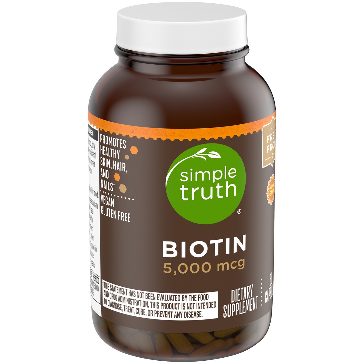 slide 12 of 13, Simple Truth Biotin 5,000mcg Dietary Supplement Vegetarian Capsules 60 ct Bottle, 60 ct