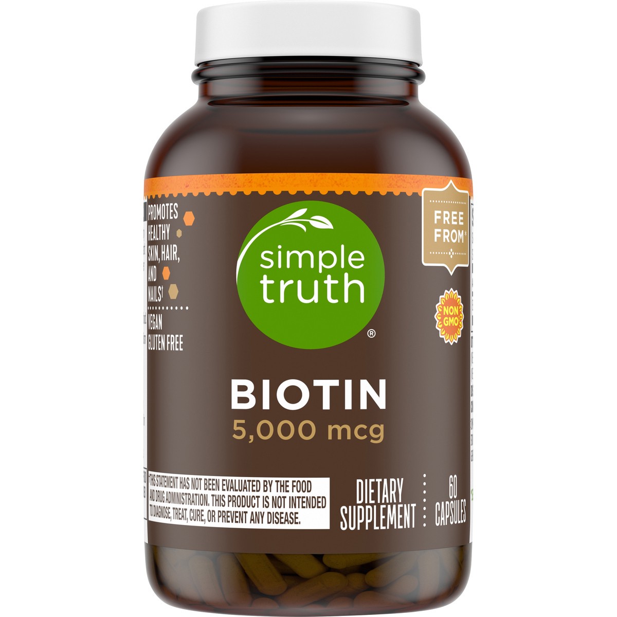 slide 1 of 13, Simple Truth Biotin 5,000mcg Dietary Supplement Vegetarian Capsules 60 ct Bottle, 60 ct