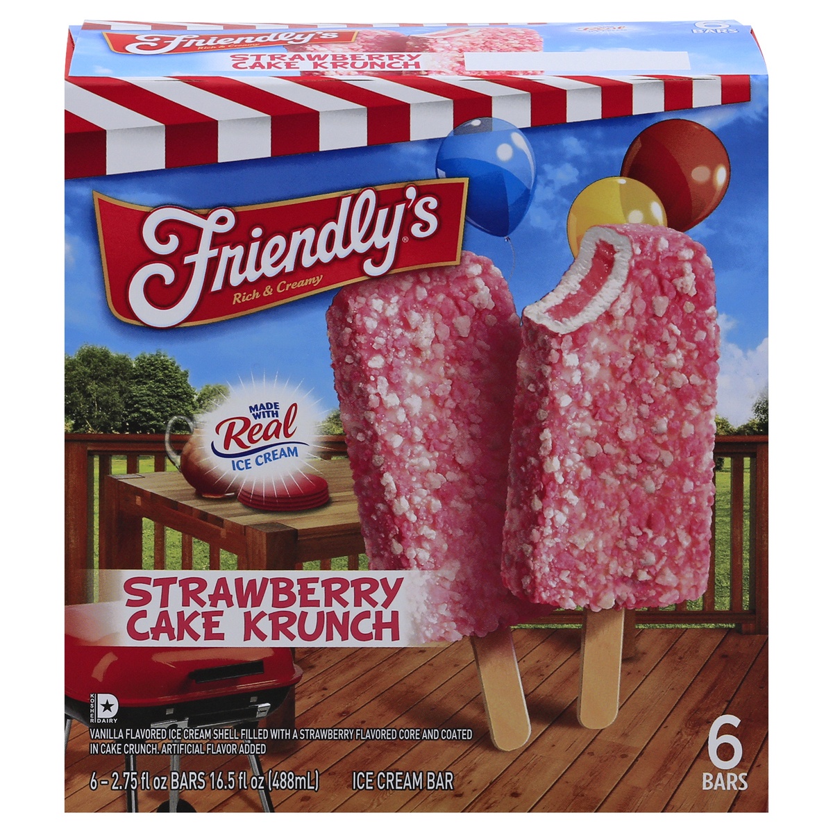 slide 1 of 1, Friendly's Ice Cream Bars - Strawberry Cake Krunch, 6 ct