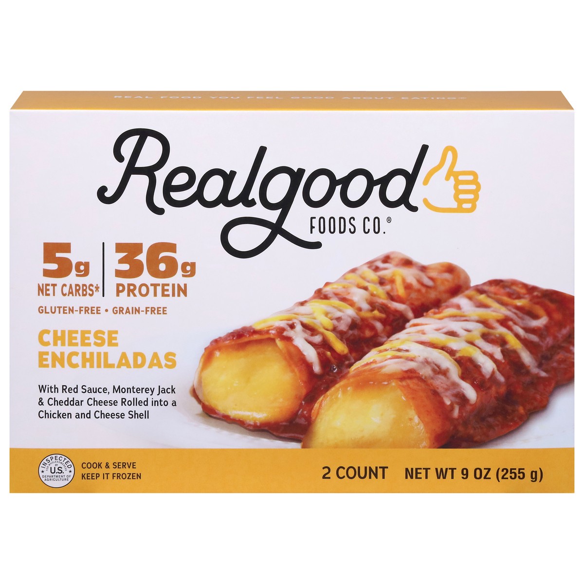 slide 1 of 1, Realgood Foods Co. Cheese Enchiladas 2 ea, 2 ct