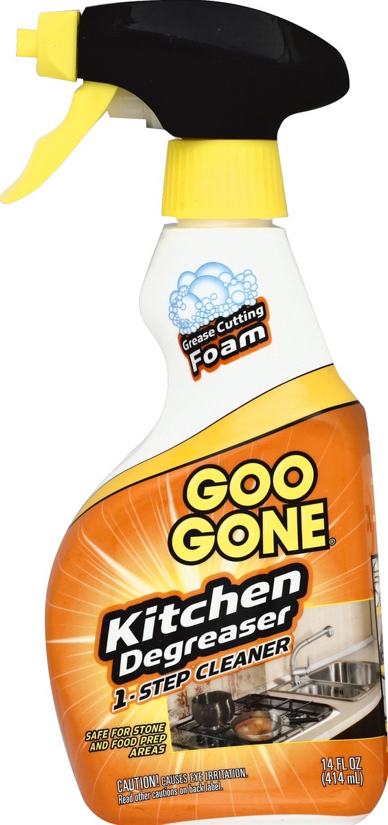 slide 3 of 3, Goo Gone Kitchen Degreaser 1-Step Cleaner Bottle, 14 oz