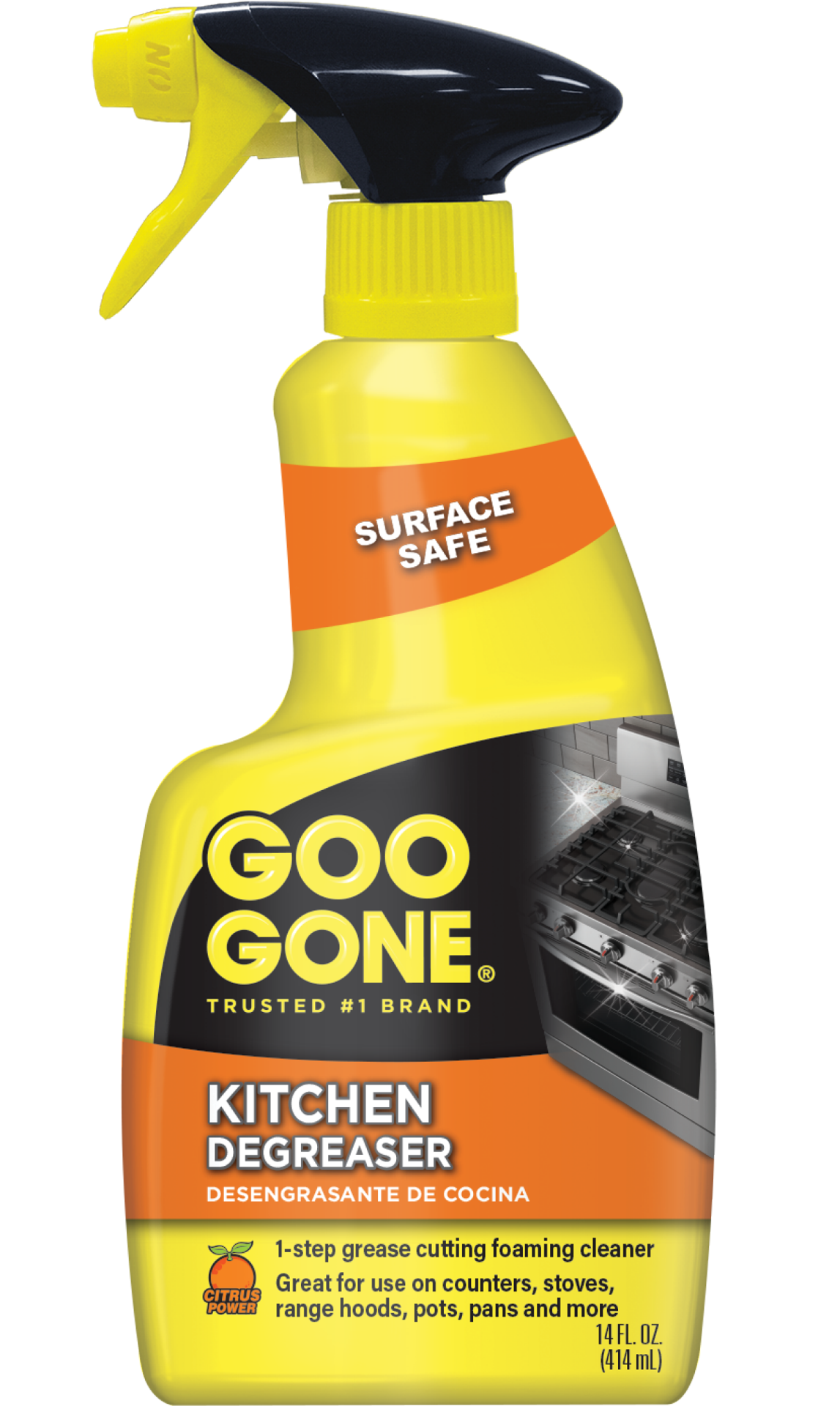 slide 1 of 3, Goo Gone Kitchen Degreaser 1-Step Cleaner Bottle, 14 oz