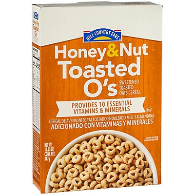 slide 1 of 1, Hill Country Fare Honey & Nut Toasted O's Cereal, 12.25 oz