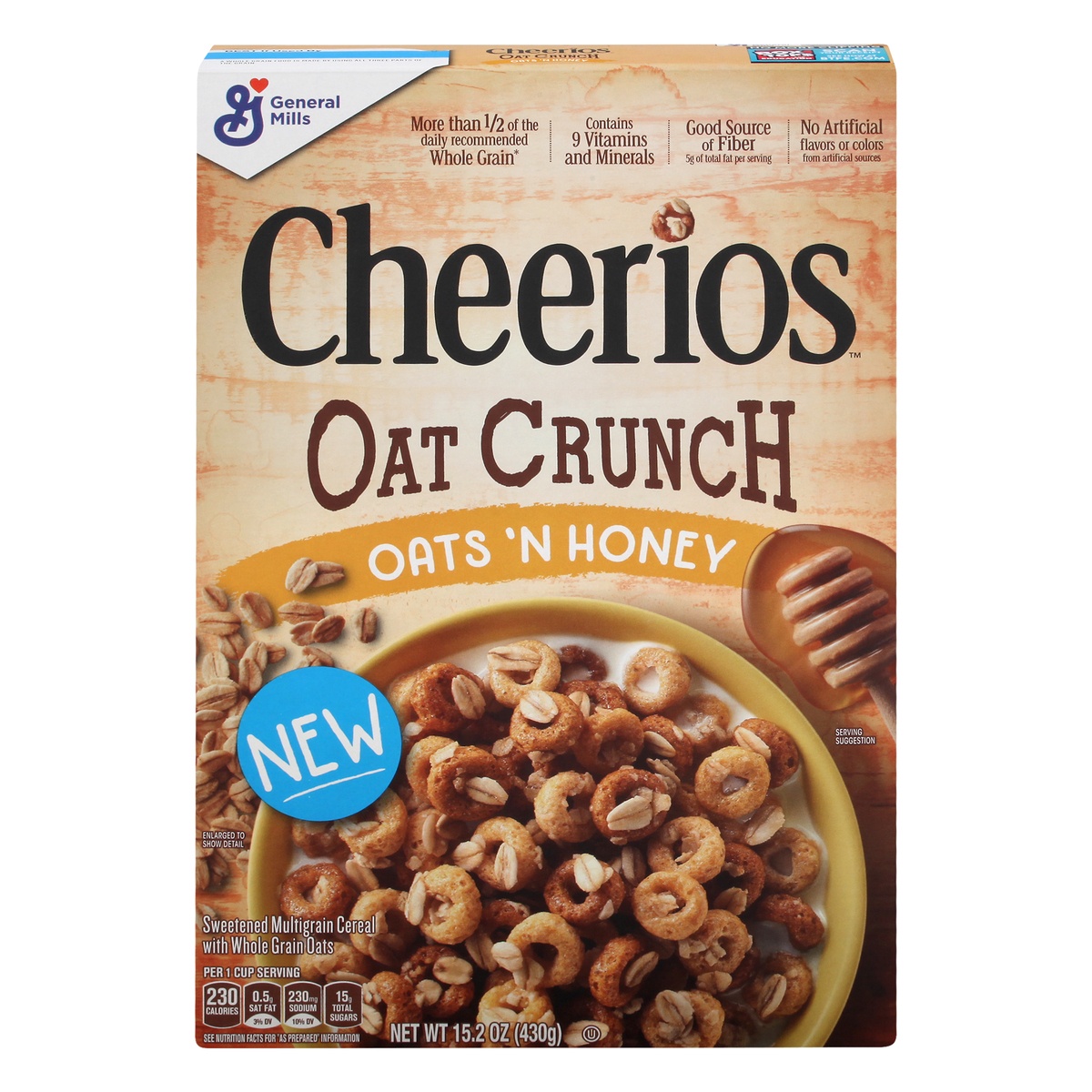 slide 1 of 1, Cheerios General Mills Cheerios Oat Crunch Oats & Honey, 15.2 oz
