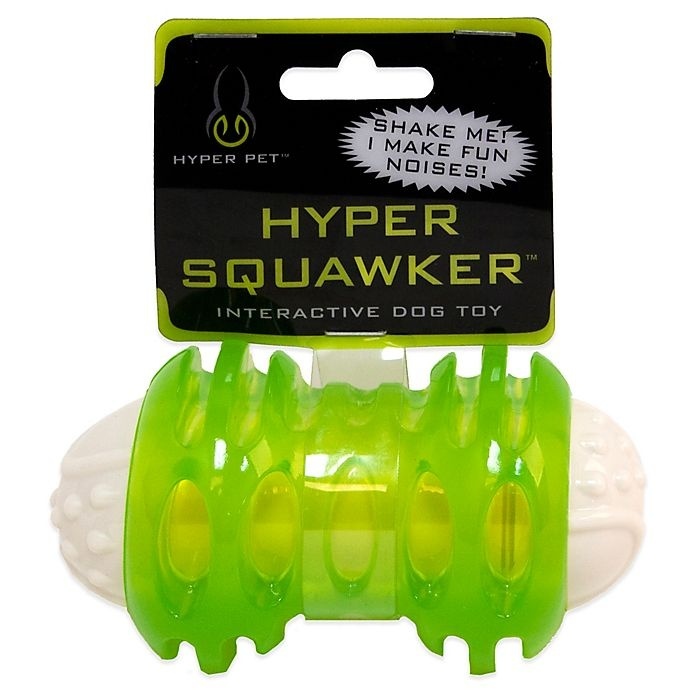 slide 1 of 1, Hyper Pet Squawker Bone Dog Toy - Green/White, 1 ct