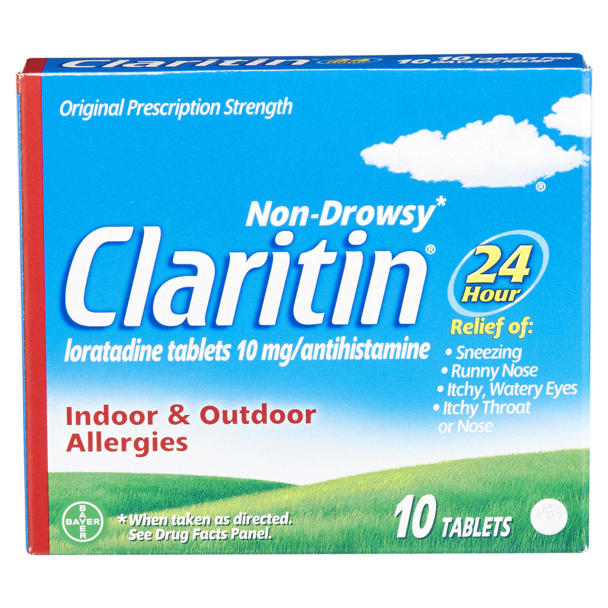 slide 1 of 13, Claritin 24 Hour Non-Drowsy Indoor & Outdoor Allergies Tablets Antihistamine, 10 ct; 10 mg