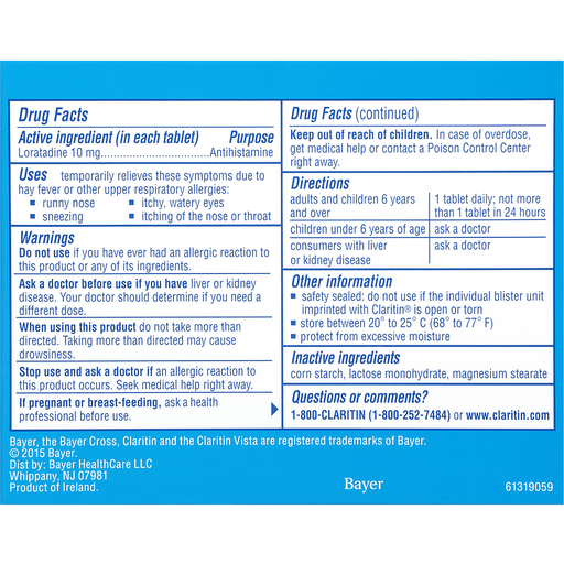 slide 9 of 13, Claritin 24 Hour Non-Drowsy Indoor & Outdoor Allergies Tablets Antihistamine, 10 ct; 10 mg