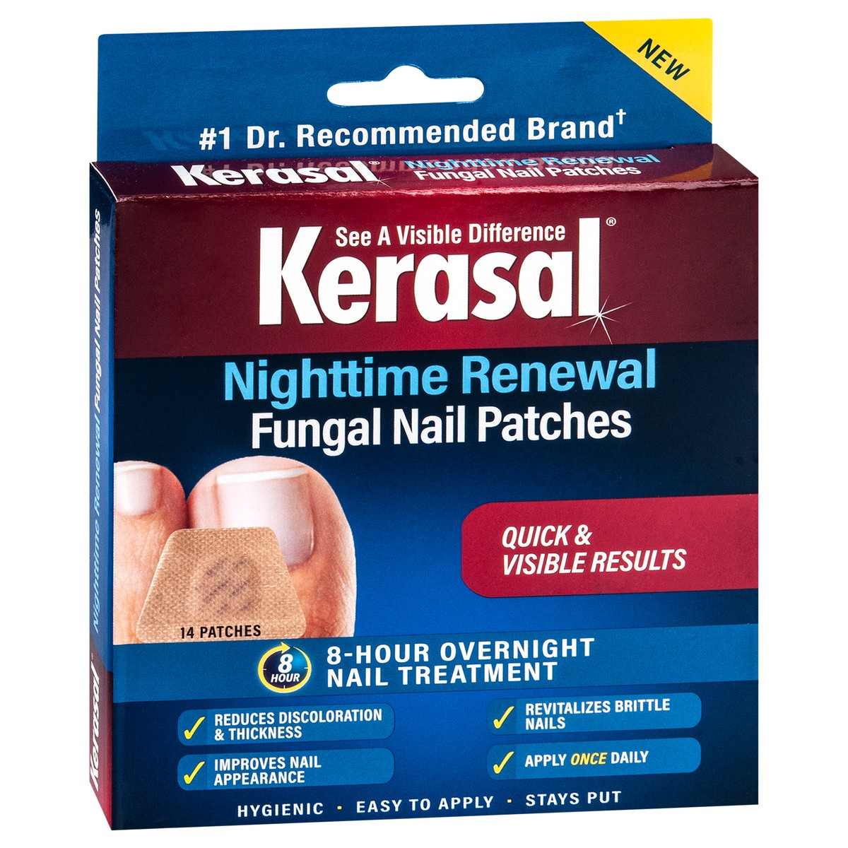 slide 8 of 11, Kerasal Nighttime Renewal Fungal Nail Patches 14 ea, 14 ct