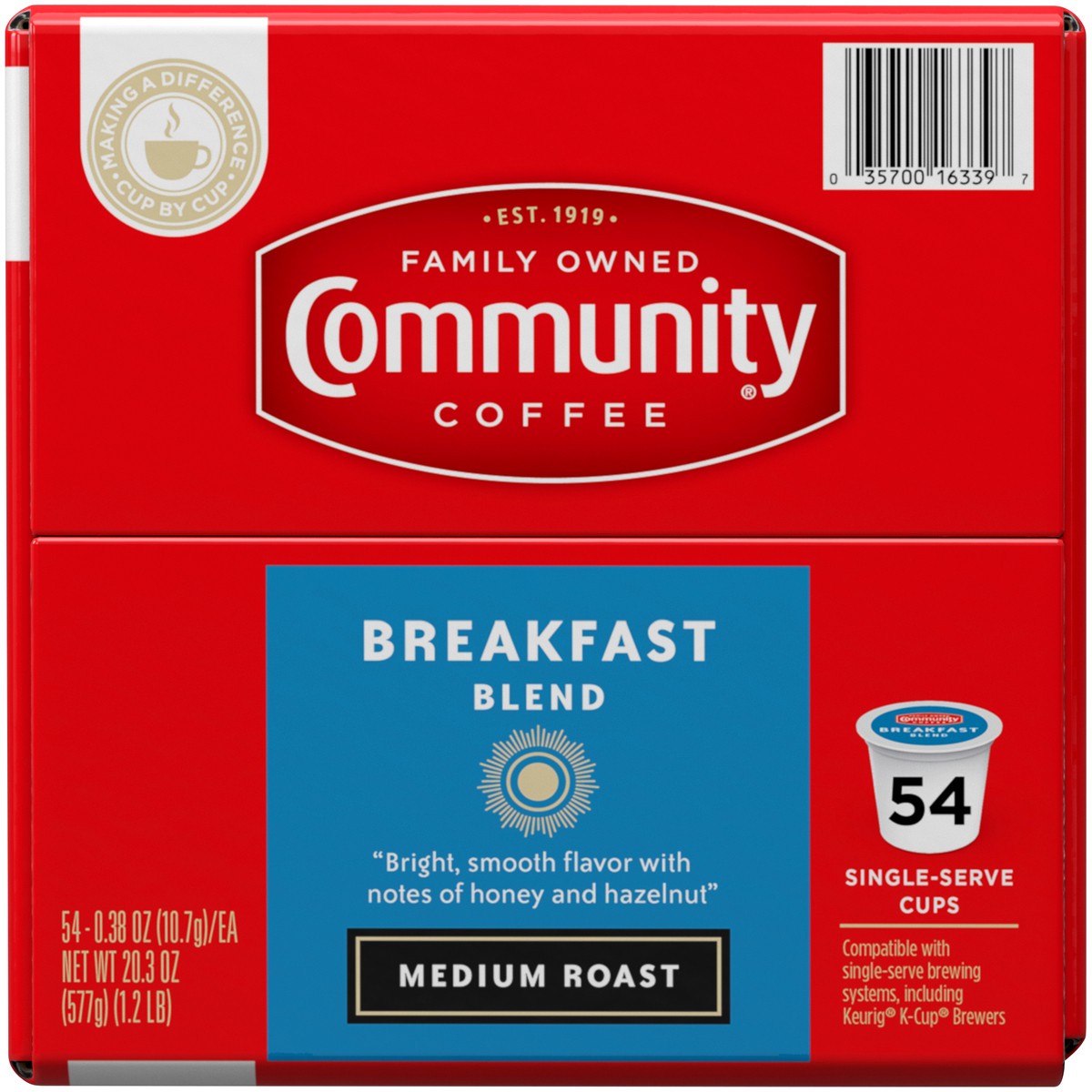 slide 2 of 9, Community Coffee Coffee Breakfast Blend Medium Roast Coffee Single-Serve Cups - 20.3 oz, 54 ct