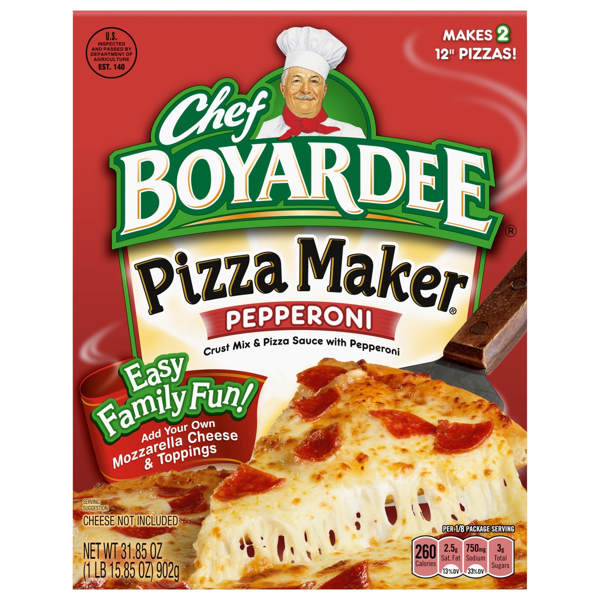 slide 1 of 5, Chef Boyardee Pizza Maker Pepperoni Pizza Kit 31.85 oz, 31.9 oz