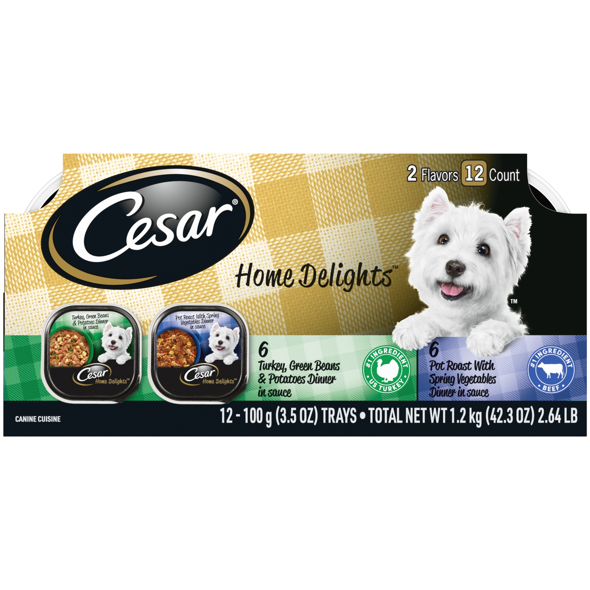 slide 1 of 5, Cesar Home Delights 2 Flavors Canine Cuisine 12 - 3.5 oz ea, 12 ct