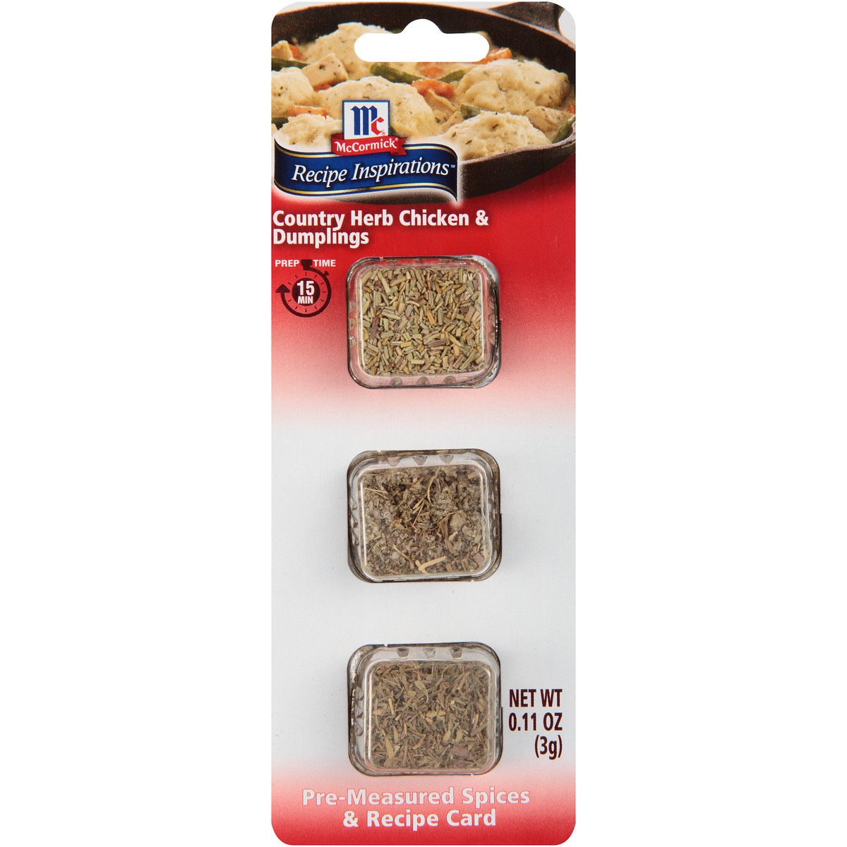 slide 1 of 8, McCormick Recipe Inspirations™ Country Herb Chicken & Dumplings Seasoning Mix 0.11 oz. Carded Pack, 0.11 oz