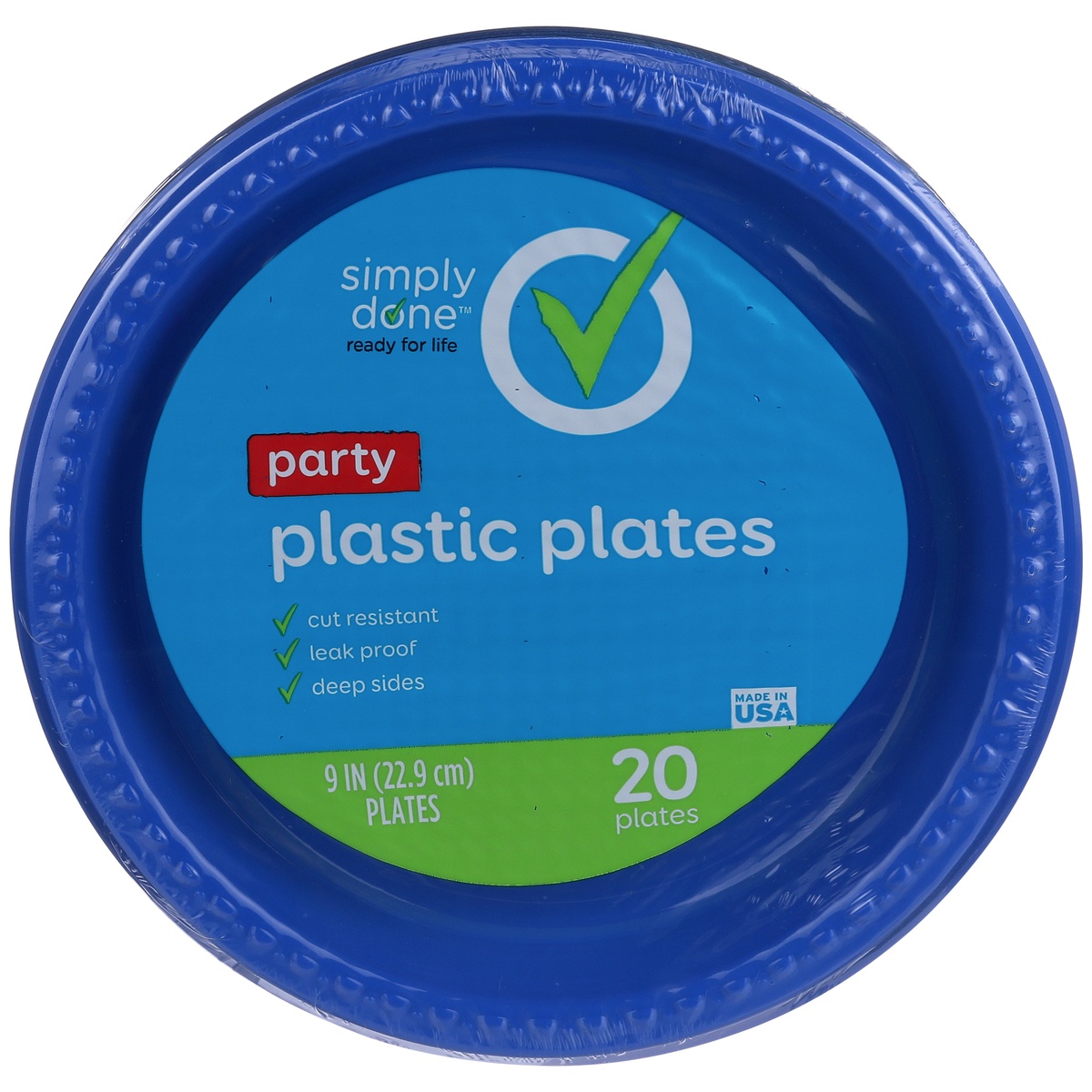 slide 1 of 1, Simply Done 9" Party Plastic Plates, 20 ct