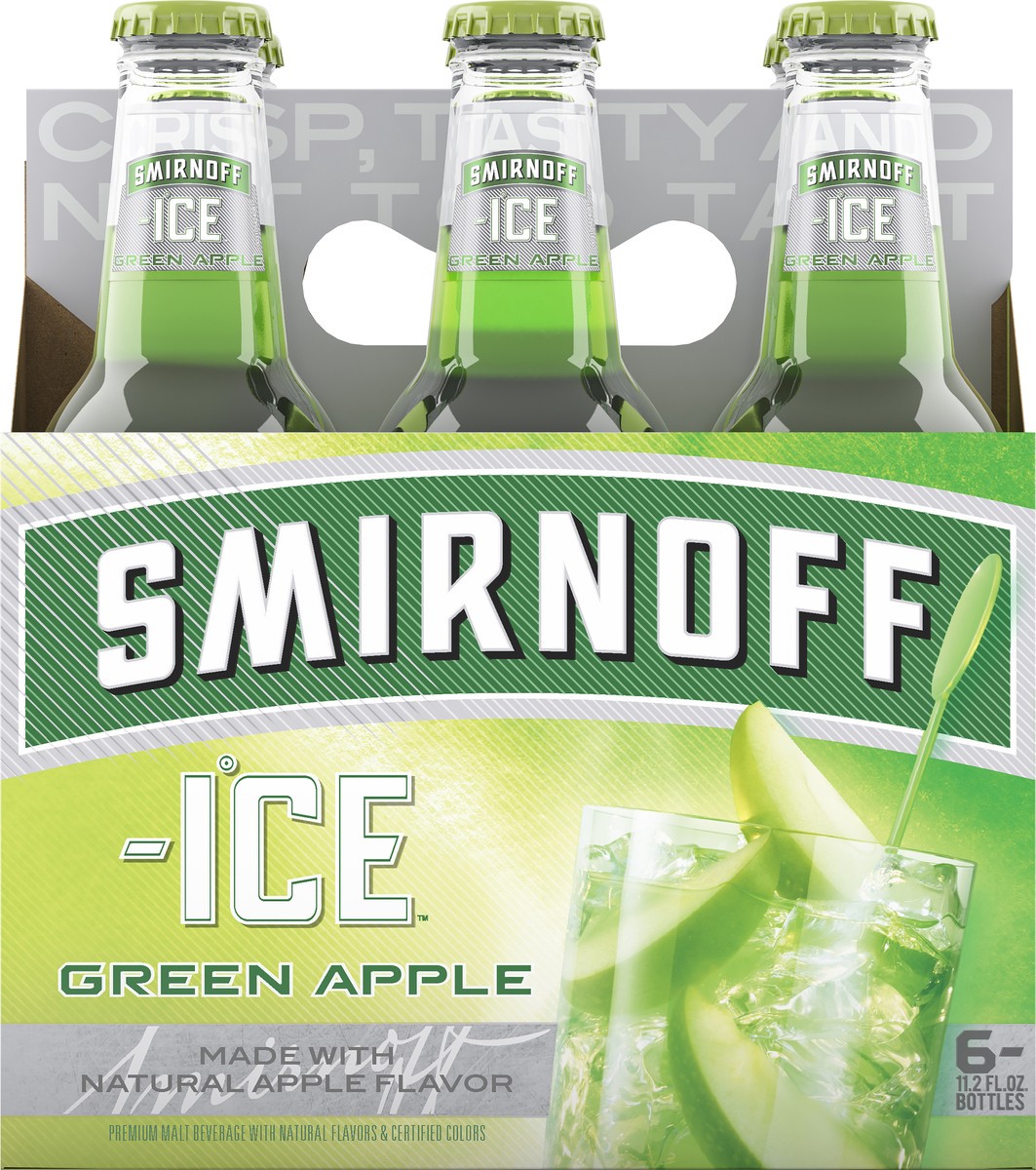 slide 2 of 3, Smirnoff Ice Green Apple Sparkling Drink, 11.2oz Bottles, 6pk, 11.2 fl oz