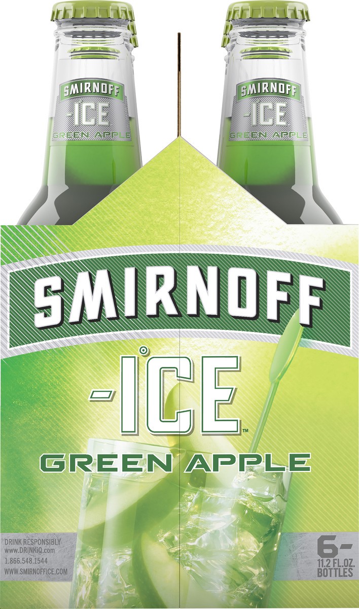 slide 3 of 3, Smirnoff Ice Green Apple Sparkling Drink, 11.2oz Bottles, 6pk, 11.2 fl oz