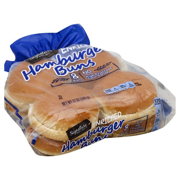 slide 1 of 6, Signature Hamburger Buns 8 ea, 12 oz