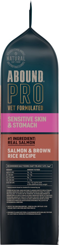 slide 5 of 5, Abound Pro + Sensitive Skin & Stomach Dry Cat Food Recipe, 7 lb