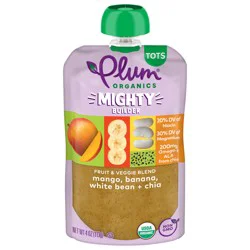 Plum Organics Mighty Builder™ Mango, Banana, White Bean + Chia 4oz Pouch