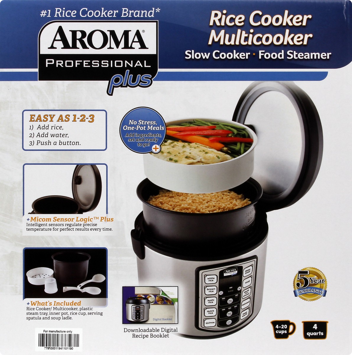 slide 9 of 11, Aroma Professional 20-Cup Digital Rice Cooker, Slow Cooker & Food Steamer, 1 ct