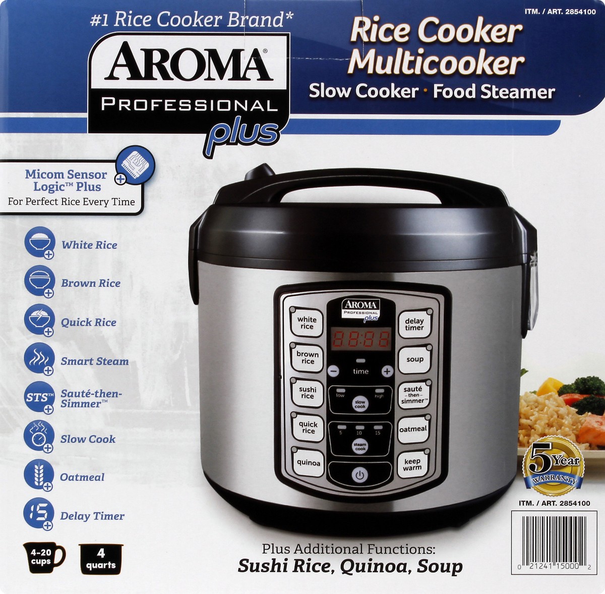 slide 10 of 11, Aroma Professional 20-Cup Digital Rice Cooker, Slow Cooker & Food Steamer, 1 ct