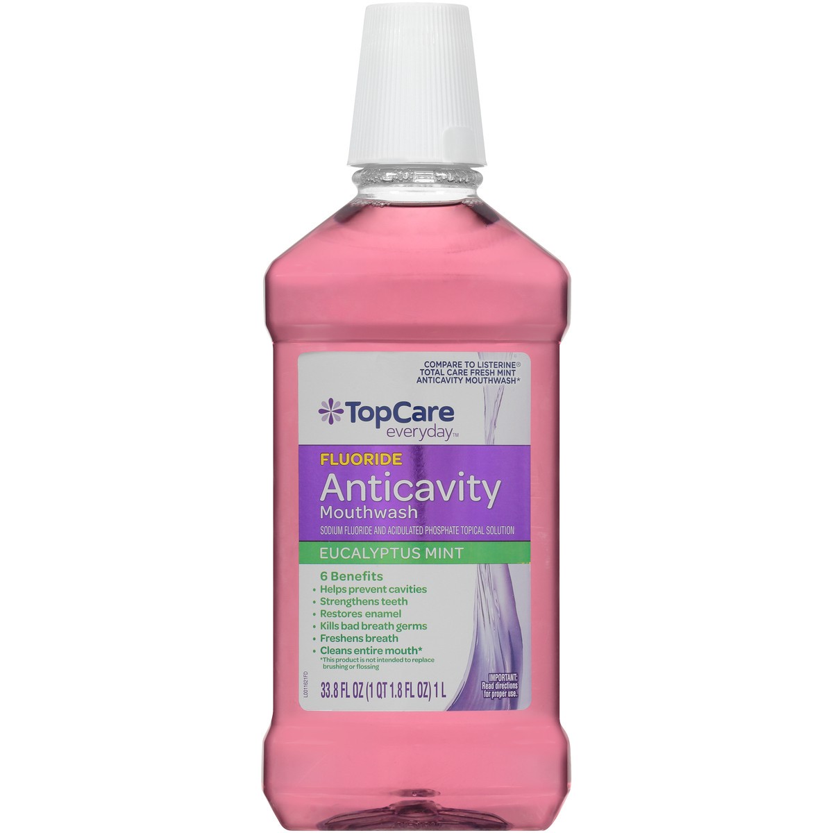 slide 1 of 8, TopCare Fluoride Anticavity Mouthwash, Eucalyptus Mint, 1 liter