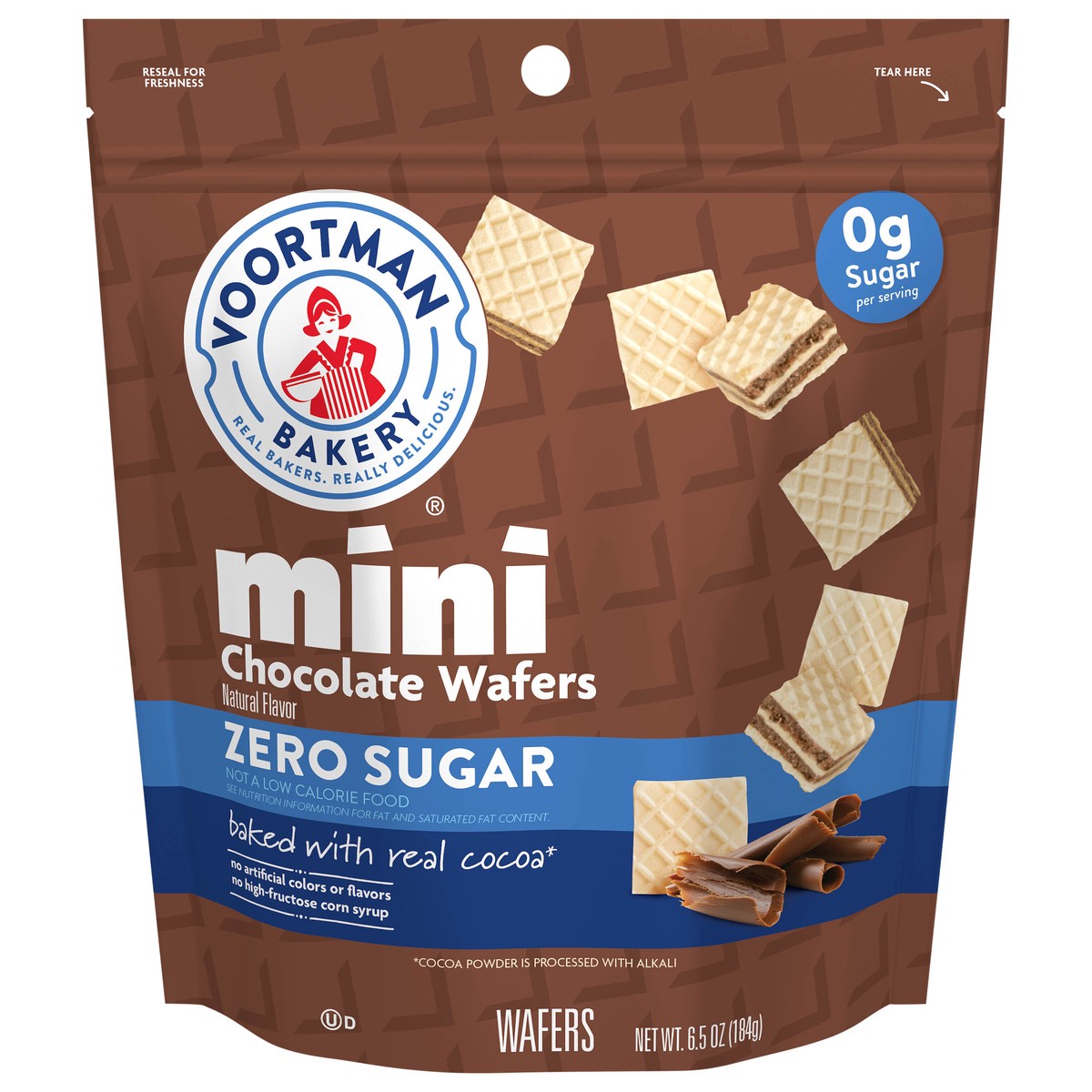 slide 1 of 9, Voortman Bakery Zero Sugar Choco Mini Wafer, 6.5 oz