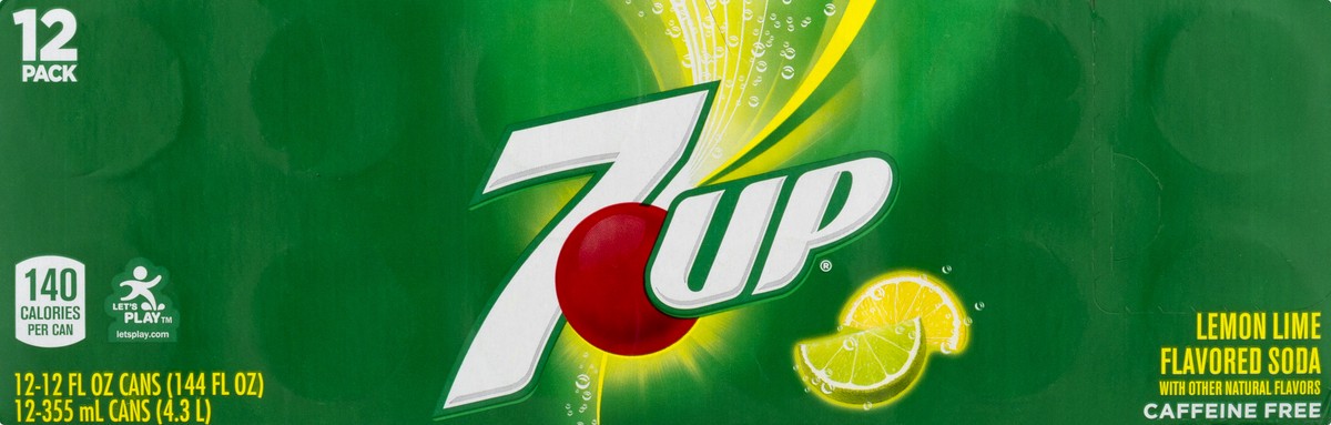 slide 11 of 13, 7UP Lemon Lime Soda, 12 fl oz cans, 12 pack, 12 ct; 12 fl oz