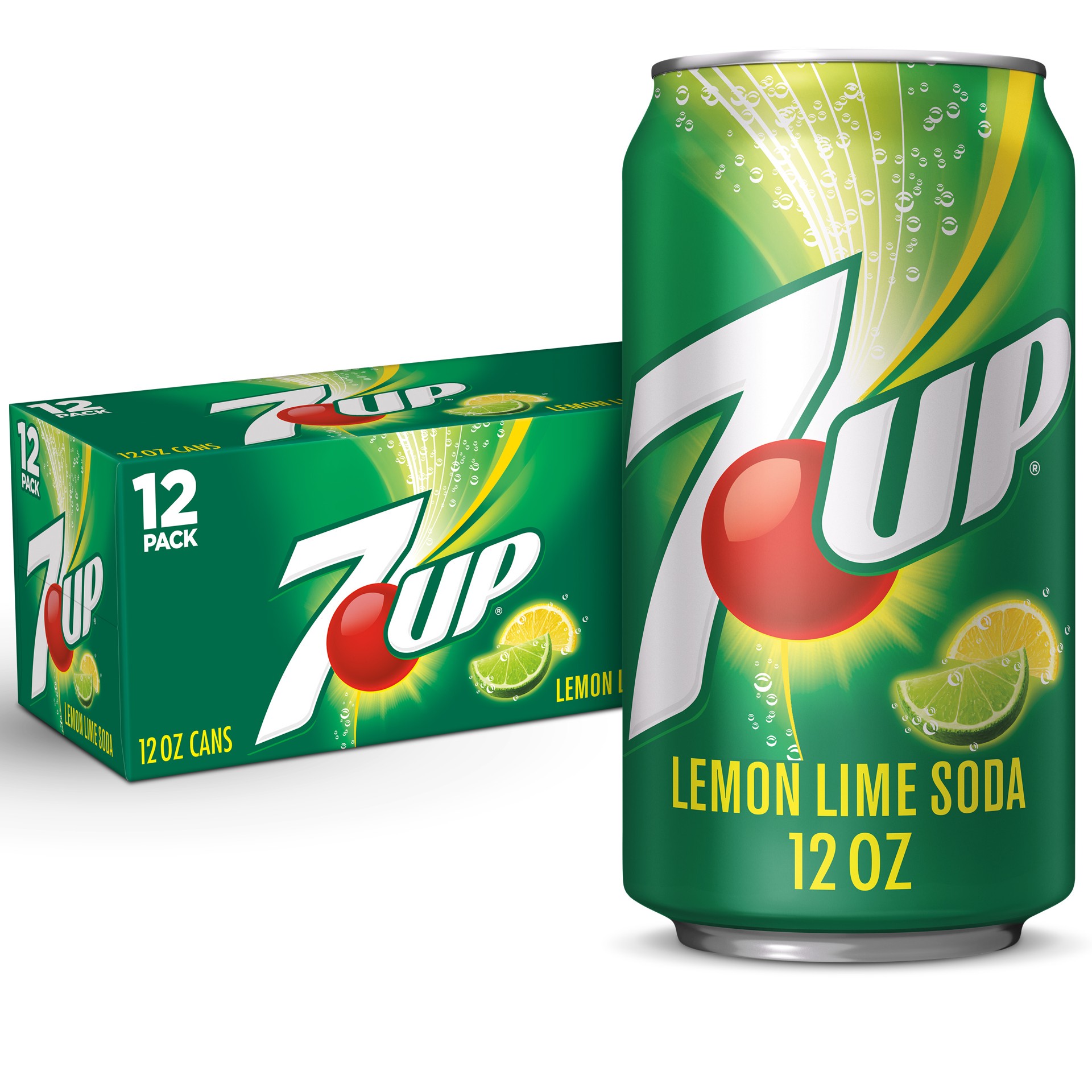 slide 1 of 13, 7UP Lemon Lime Soda, 12 fl oz cans, 12 pack, 12 ct; 12 fl oz