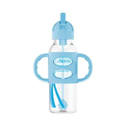 Dr. Brown's Milestones Sippy Straw Bottle, 8 oz, Blue
