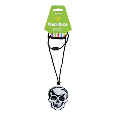 slide 1 of 1, Fun Express Halloween Light Up Skull Necklace, 24 in