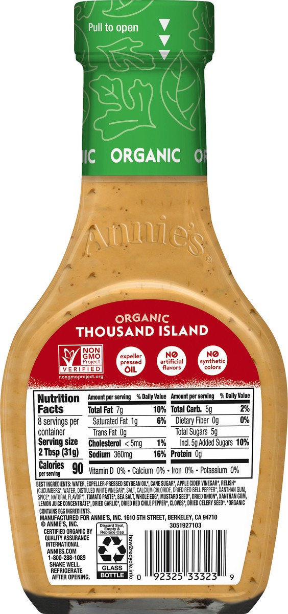 slide 2 of 10, Annie's Organic Thousand Island Salad Dressing, Non-GMO, 8 fl. oz., 8 fl oz