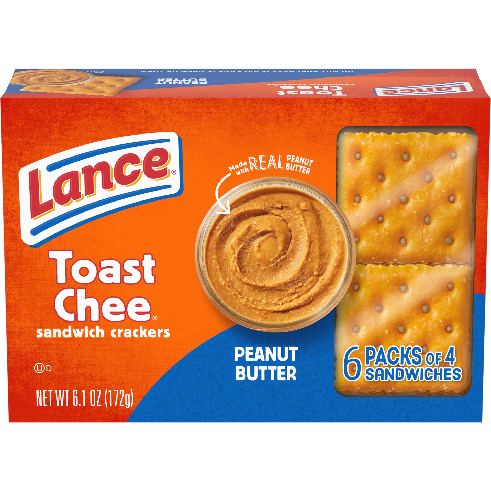 slide 1 of 11, Lance ToastChee Peanut Butter Sandwich Crackers, 6 Packs, 6.100 oz