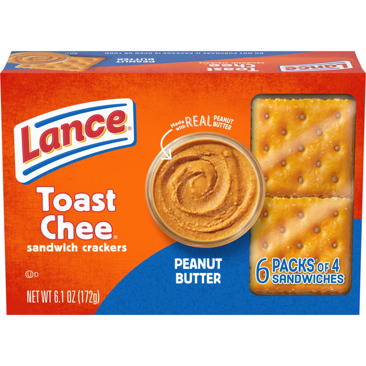 slide 1 of 11, Lance ToastChee Peanut Butter Sandwich Crackers, 6 Packs, 6.100 oz