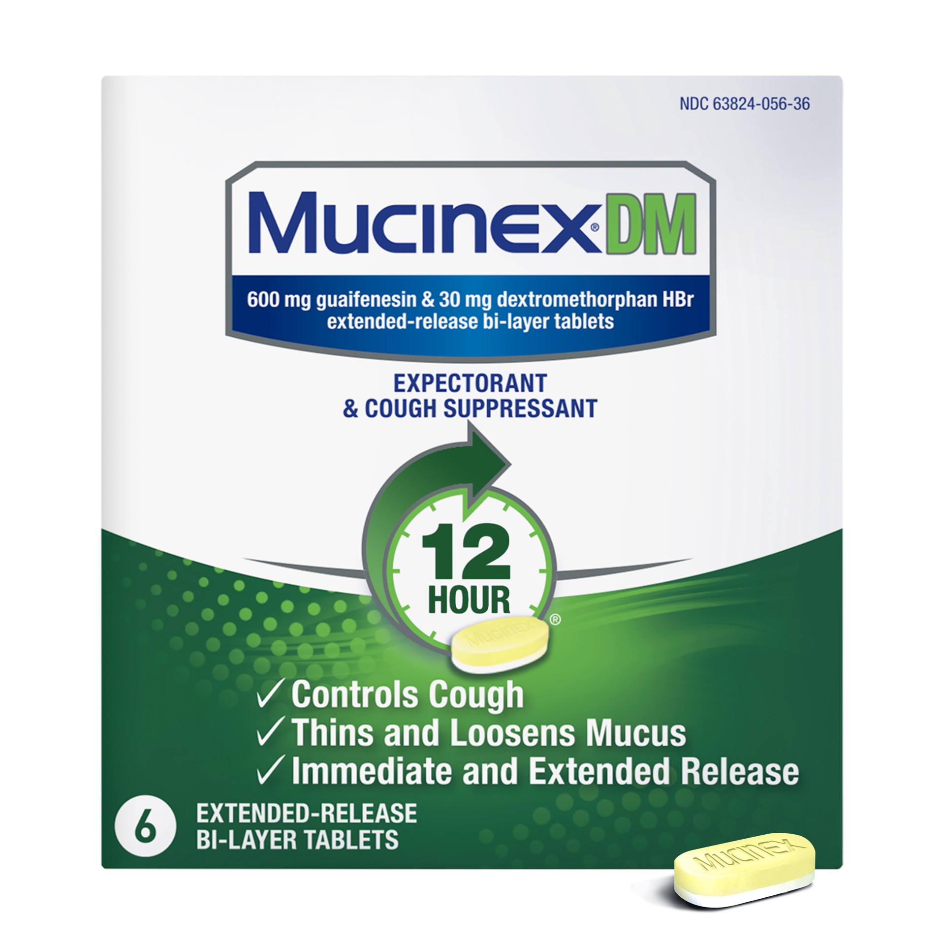 slide 1 of 1, Mucinex DM 12 Hr Expectorant & Cough Suppressant Tablets, 6ct, 6 ct