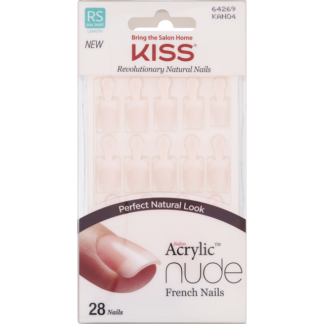 slide 1 of 1, Kiss Salon Acrylic Nude French Nails, KAN04, 1 ct